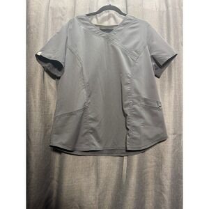 ScrubStar Ultimate Grey Scrub Top V-Neck Short Sleeve Workwear Uniform Top XL‎